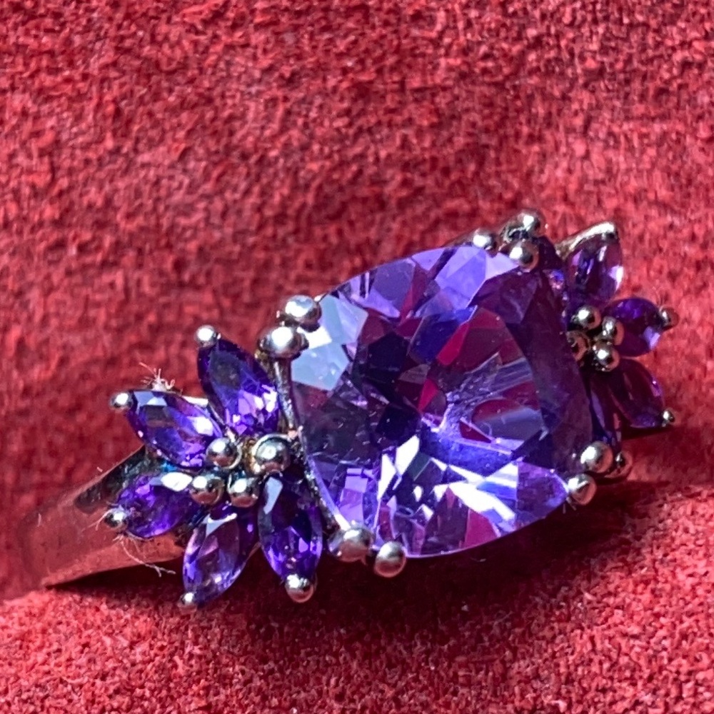 Purple Sterling Silver 925 Ring 10 Costume Jewelry